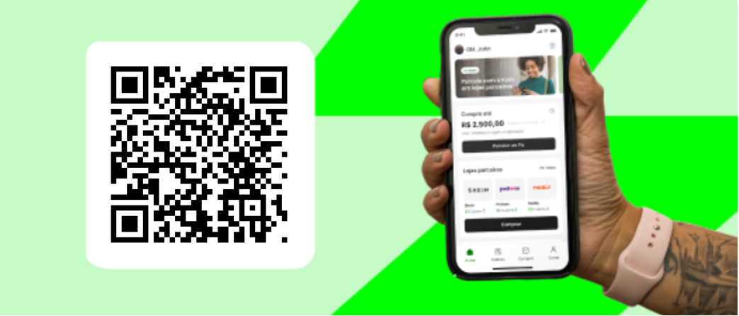 Ilustração com o qr code do aplicativo Koin App
